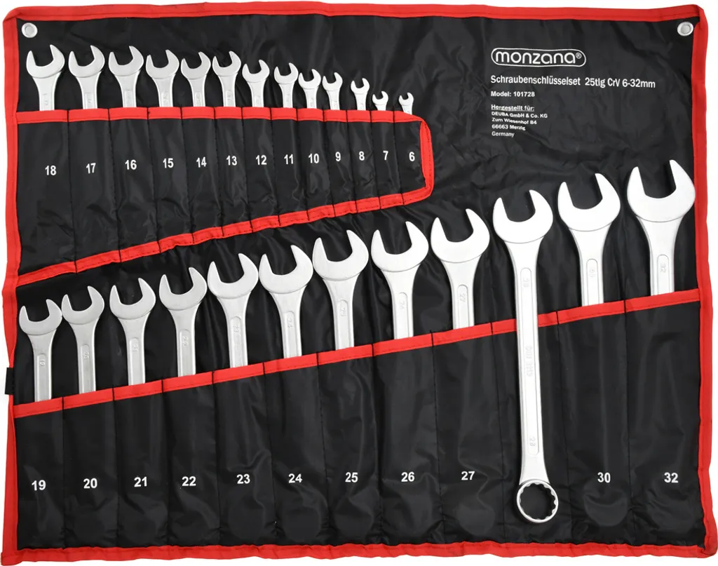 Kit 25 Chiavi Fisse ad Anello Monzana 6-32mm Acciaio CrV Alta Resa