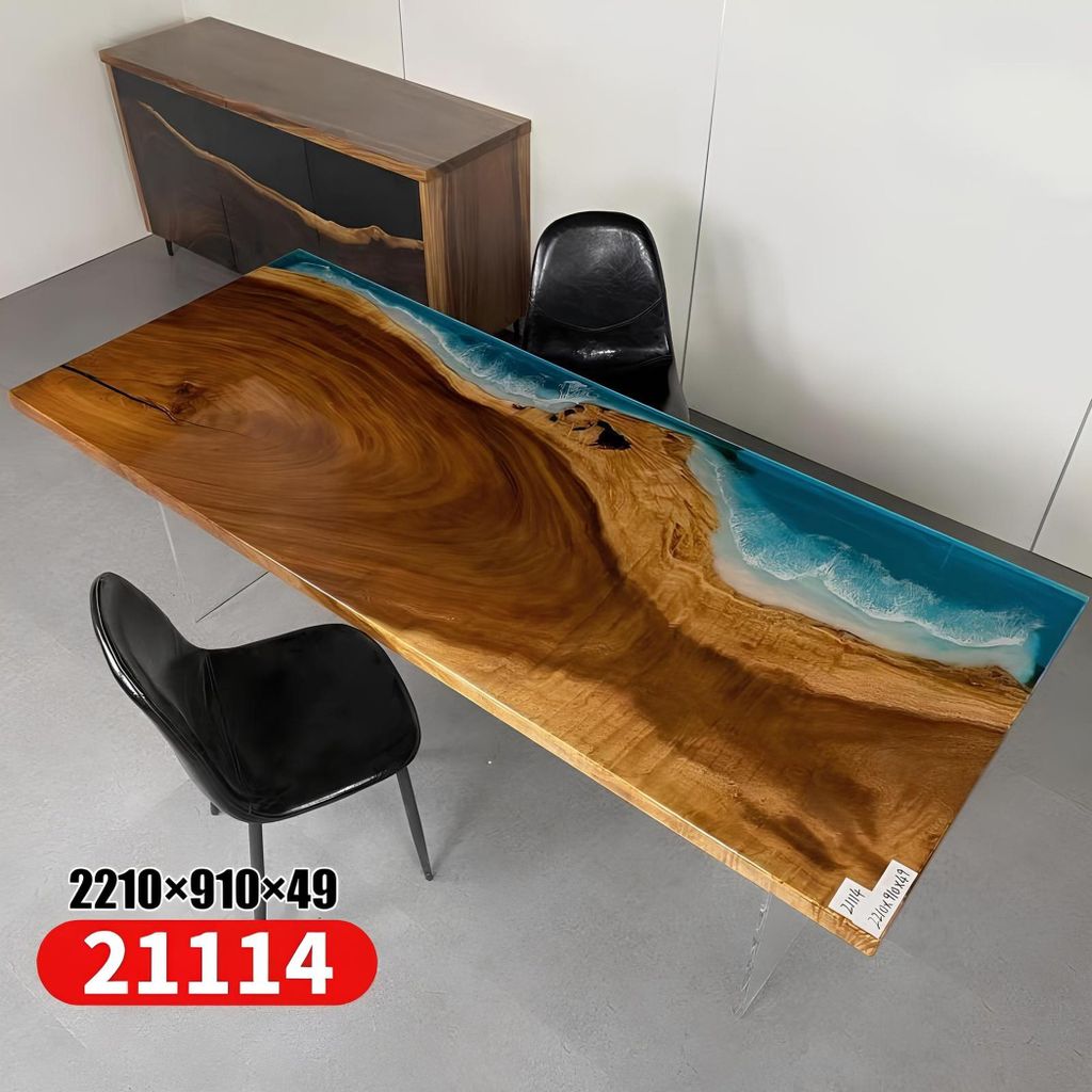 Epoxidharz Esstisch River Table Echtes Holz Massiv Tische 221x91 Flusstisch Neu