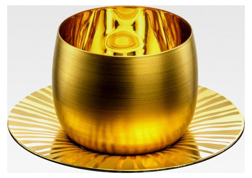 Cappuccinoglas Cosmo Collect sun gold mit Untersetzer in Geschenkverpackung