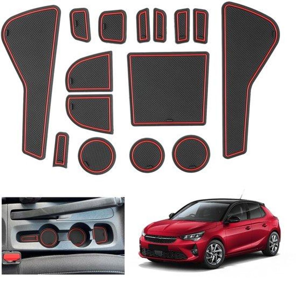 Antislipmatten für Opel, rot, Mittelkonsole, Handbremse