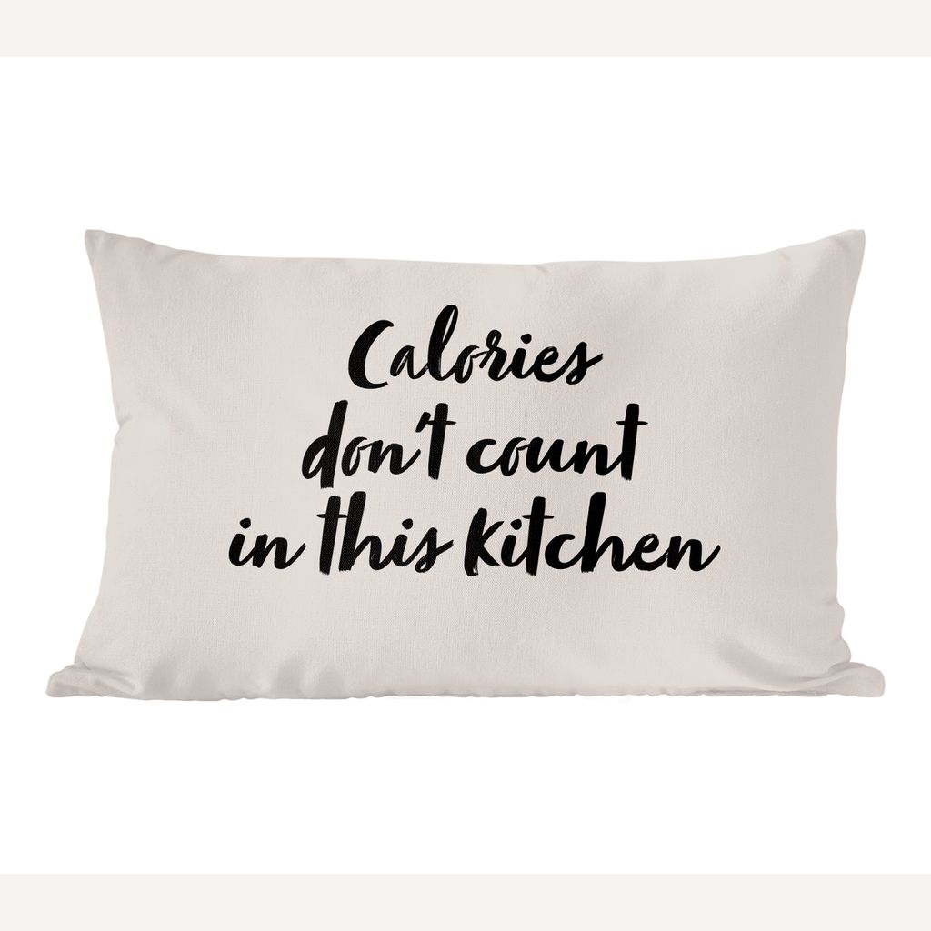MuchoWow Zierkissen Sofakissen Wohnzimmer Dekokissen 50x30 cm Zitate - Kochen - Sprichwörter - In dieser Küche zählen die Kalorien nicht - Woh...