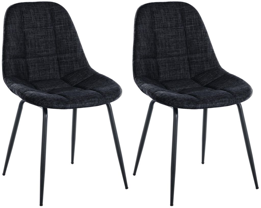 CLP 2er Set Stuhl Tom Kunstleder oder Stoff mit Metallgestell Farbe:schwarz;Material:Stoff