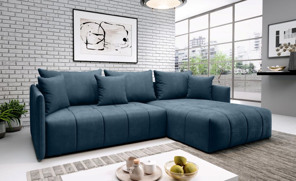 Elegantes Ecksofa ALBERTINA - blau