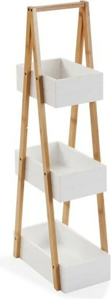 Étagère Bambou Naturel 3 Niveaux Haute Résistance Humidité 81x18x30 cm