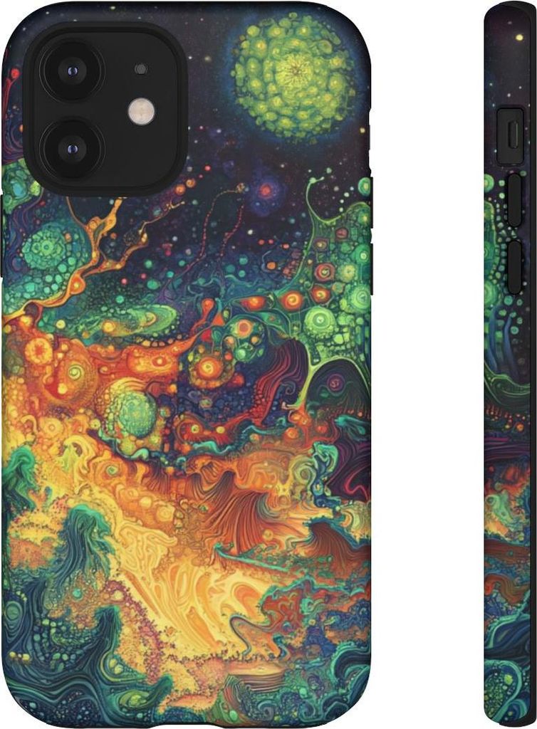 Buntes Fraktal-Muster im psychedelischen Stil – Hülle Kompatibel mit iPhone 12
