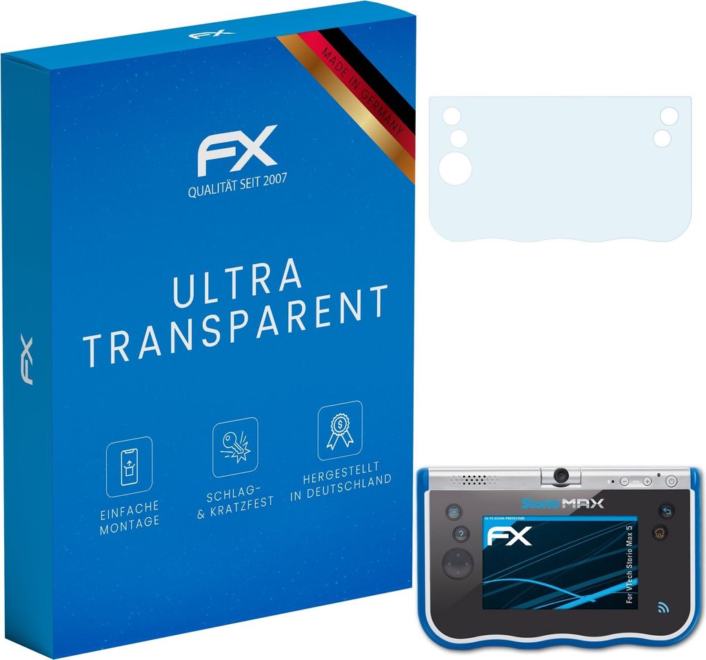 atFoliX FX-Clear 2x Schutzfolie kompatibel mit VTech Storio Max 5 Displayschutzfolie