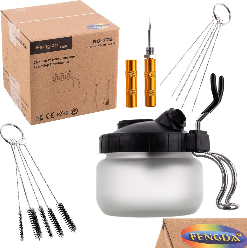 Kit Nettoyage Aérographe avec Brosses et Aiguilles en Acier Inoxydable