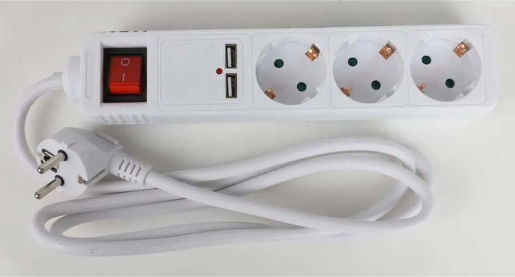 Multiprise Intérieur 3 Sorties pour Bureau et Maison Lot de 5 Blanc