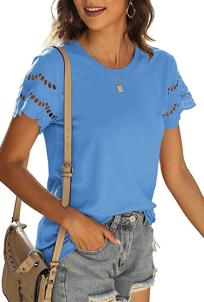 MOKBAY Damen T-Shirt Oversize - Basic Rundhals Top Für Sommer