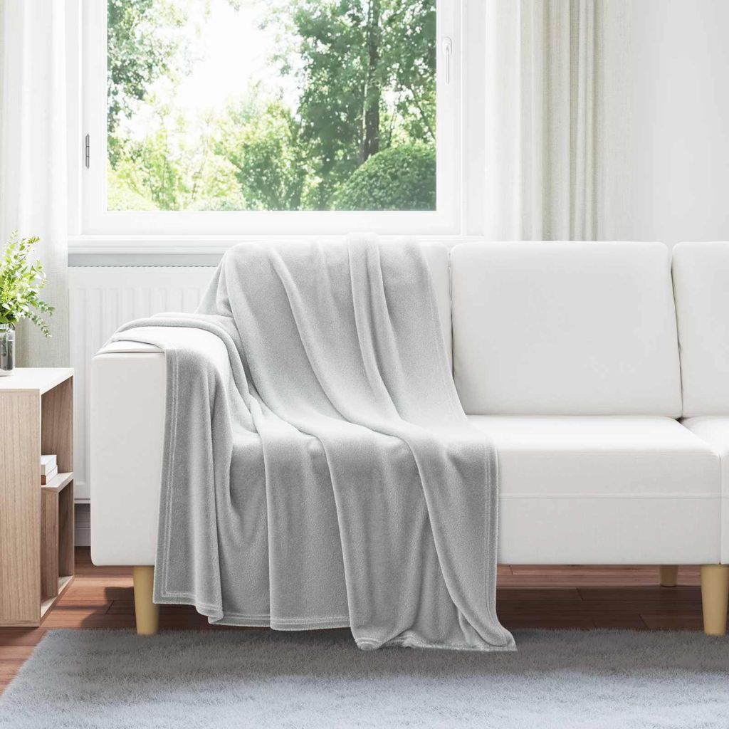 "Schlussverkauf" Wohndecken 6 Stück - Einfache Pflege - Grau 130x150 cm Fleece C8584