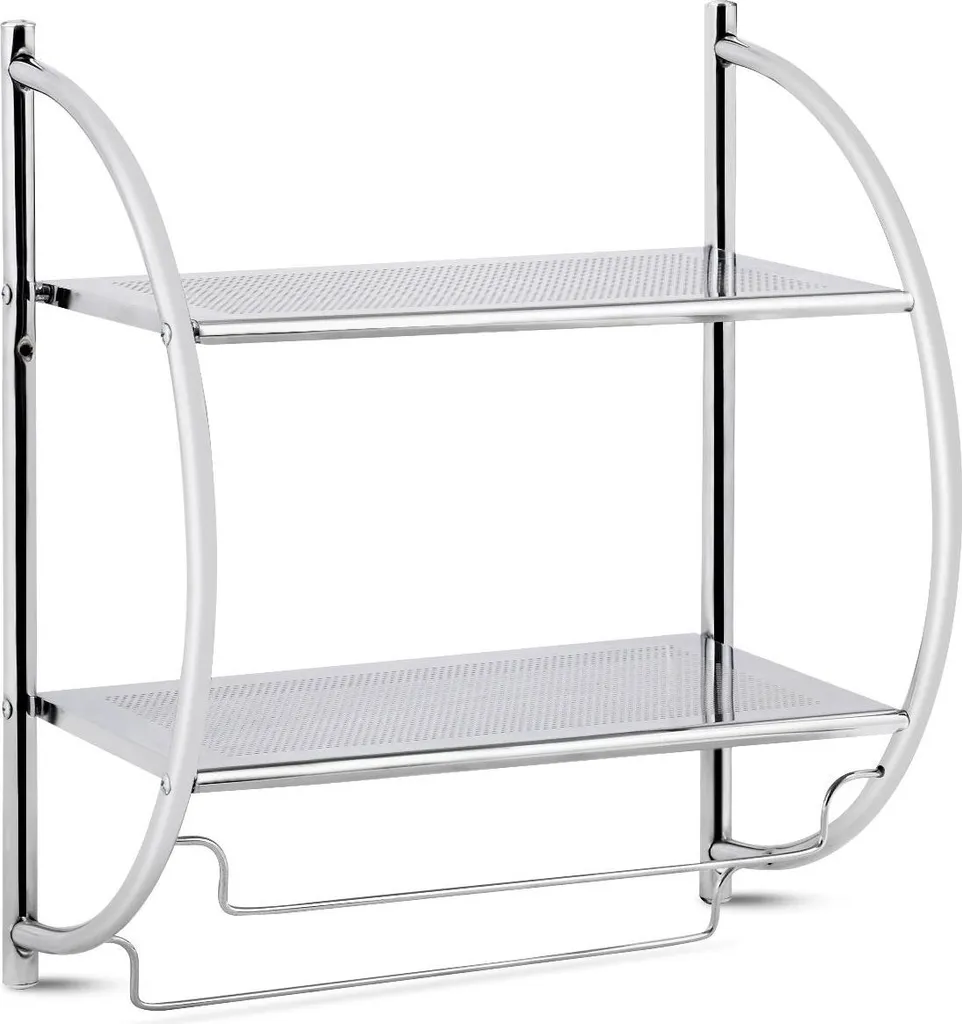 Mensola Portasciugamani Metallo Argento 45x25,5x55 cm da Parete