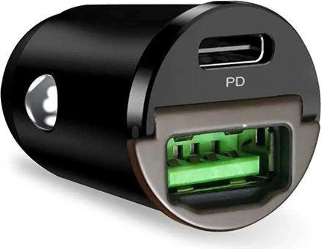 Caricabatterie Auto Puro Mini 30W Power Delivery USB-C USB-A Nero