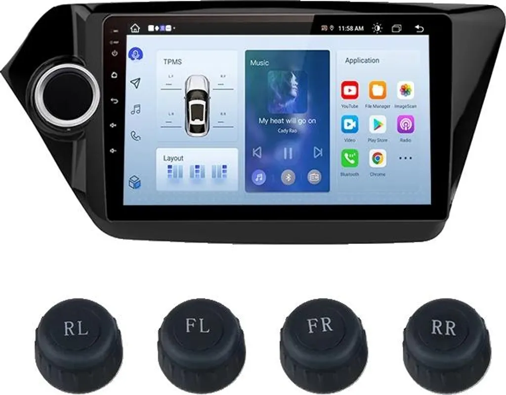 TPMS Android avec capteur externe rouge haute fidélité pour pression pneu