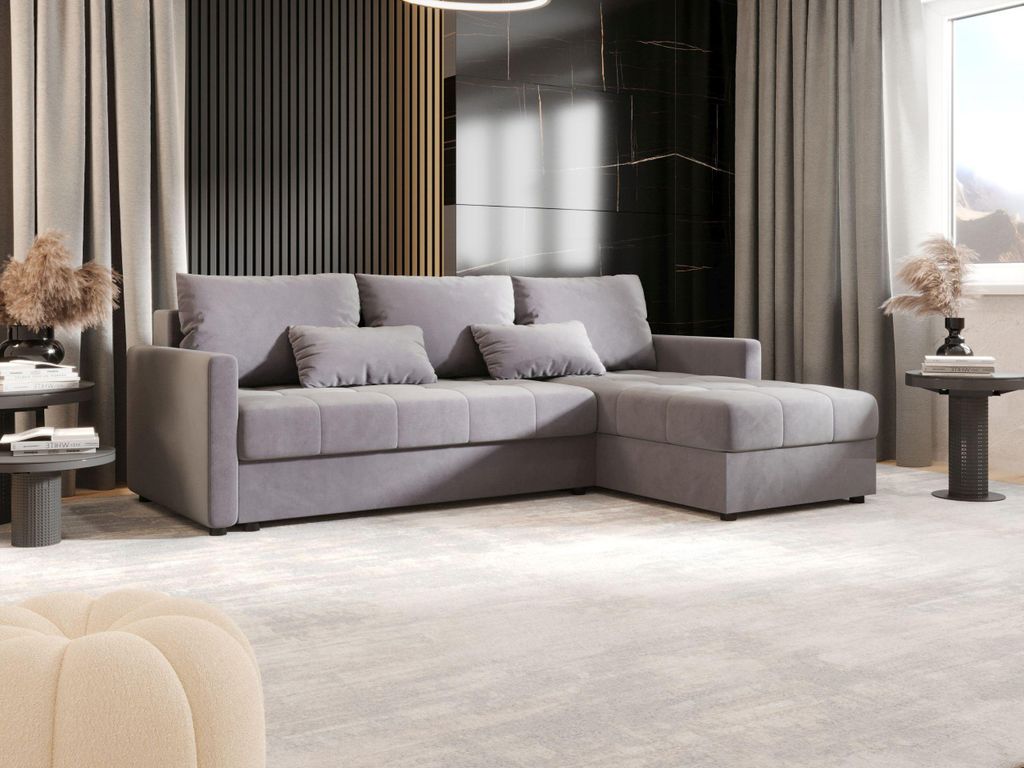 BEDANTE Ecksofa MOS L BIS Itaka 50 Grau Rechts mit Schlaffunktion L-Form Sofa mit Stauraum Bettkasten Wohnzimmersofa Couch Sofa Bettsofa Bettkasten...