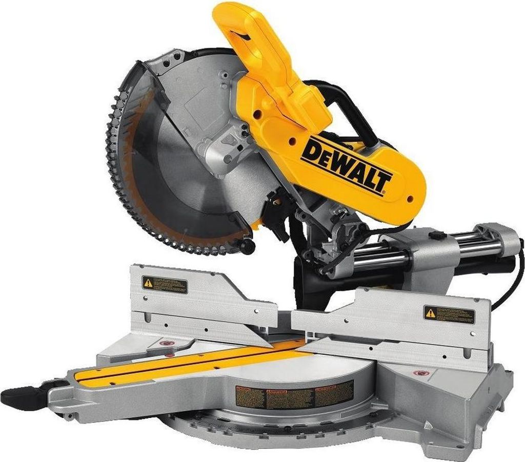 A Dewalt DWS780-XPS miter saw is shown against a white background.