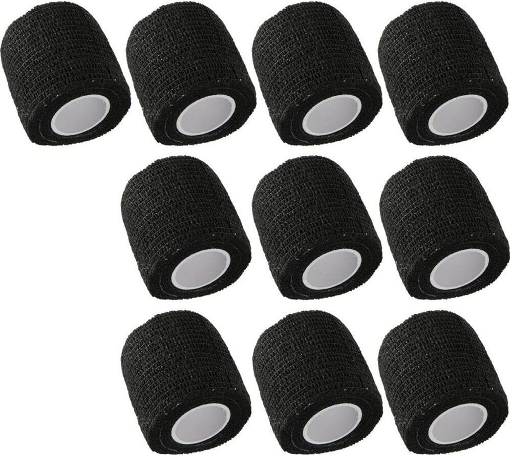 10 Stück Selbsthaftende Bandagen Fingerpflaster Fingerverband Wundverband selbstklebend wasserfest 5cm×4.5m(Schwarz)