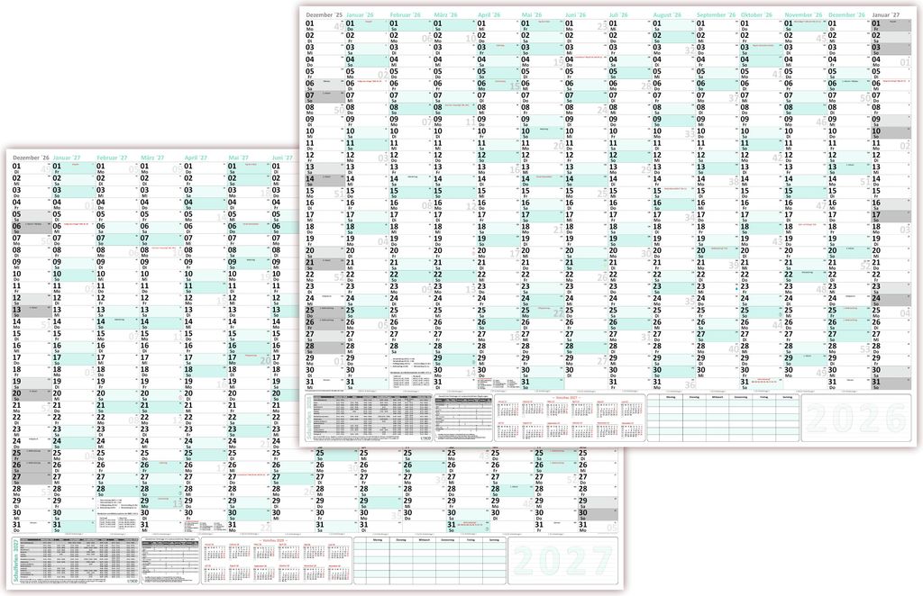 XXXL Wandkalender 2026 + 2027 - Sehr groß im DIN B0 Format Produktbild 