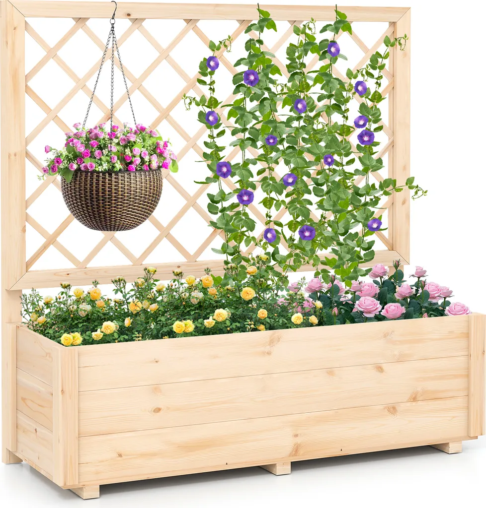 Treillis avec bac à plantes pour créer un brise-vue de balcon