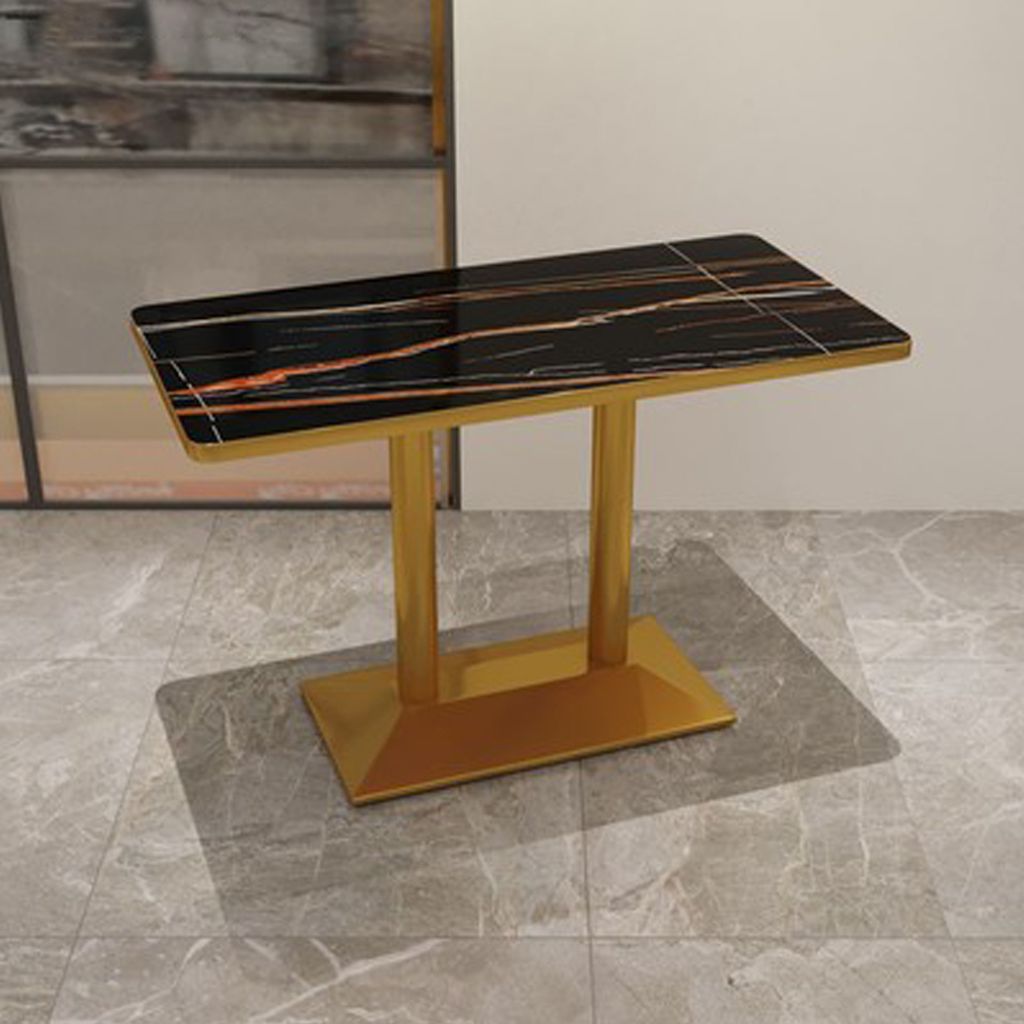 Gastronomiemöbel Cafe Bar Restaurants Hotel Einrichtung Quadratischer Tisch Bistrotisch Schwarz gold HMJT 120*60*75cm