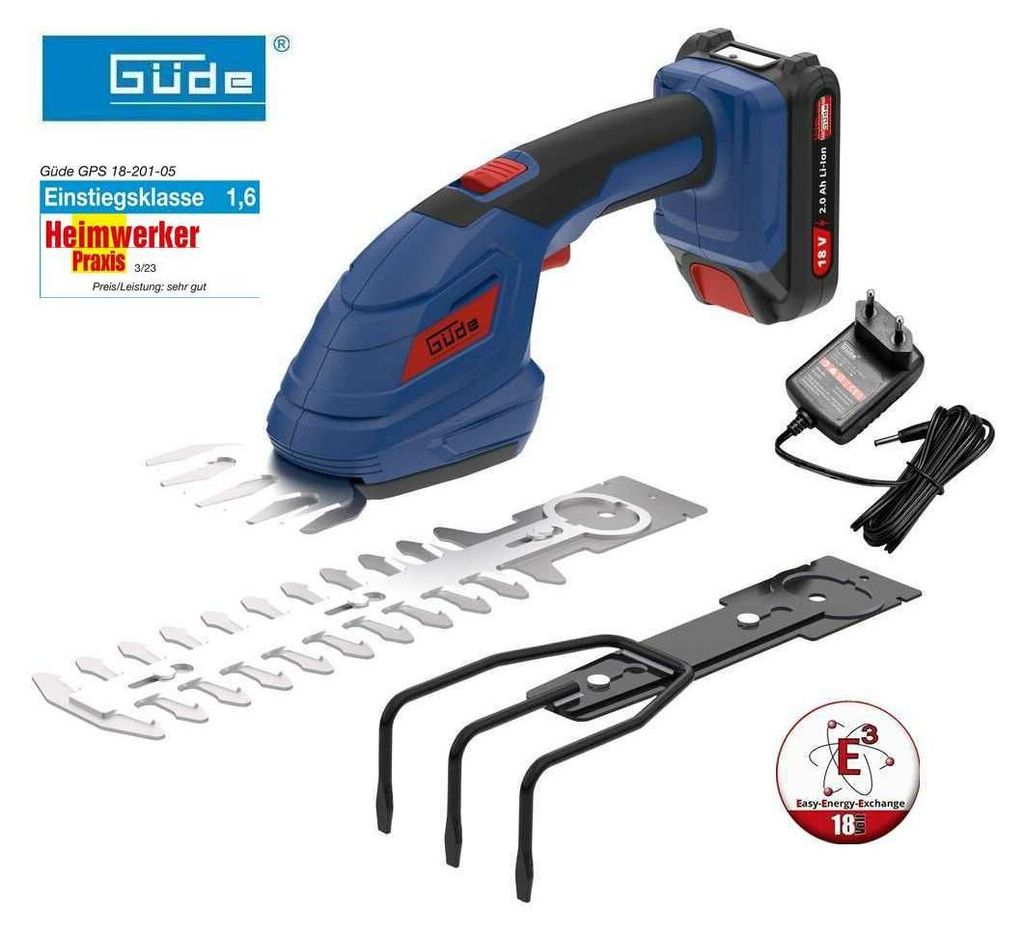 GÜDE Akku Gartenpflege-Set GPS 18-201-05 mit Akku + Produktbild 