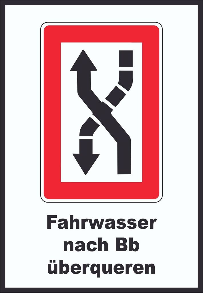 Fahrwasser nach Backbord zu überqueren Symbol und Text A1 (594x841mm)