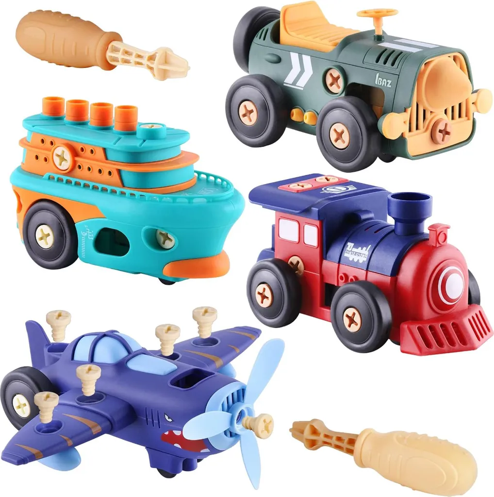 Kit DIY 4 véhicules miniatures démontables pour motricité fine 3 ans