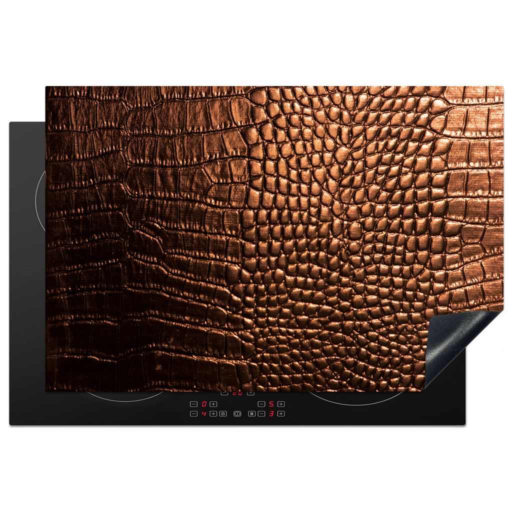 KitchenYeah Herdabdeckplatte das-braune-leder-eines-krokodils-mlyu1z1x-v2 , 76x51cm, Küche Deko, Glaskeramikkochfeld Herdabdeckung, Abdeckplatte...