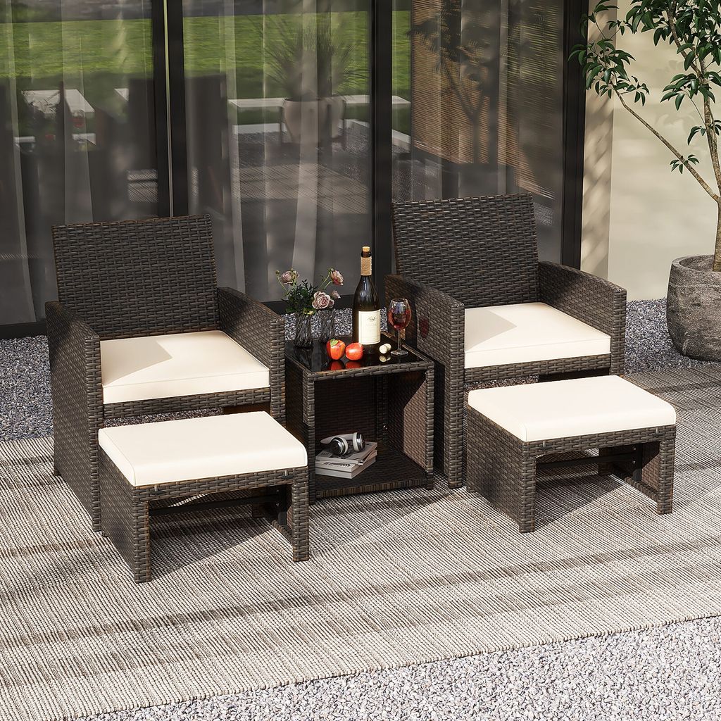 COSTWAY 5er Set Rattan Möbel Balkonset Gartenmöbel mit Produktbild 2
