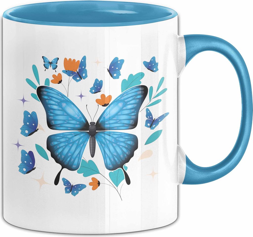 Schmetterling Tasse Grafik Geschenkidee (Blau)