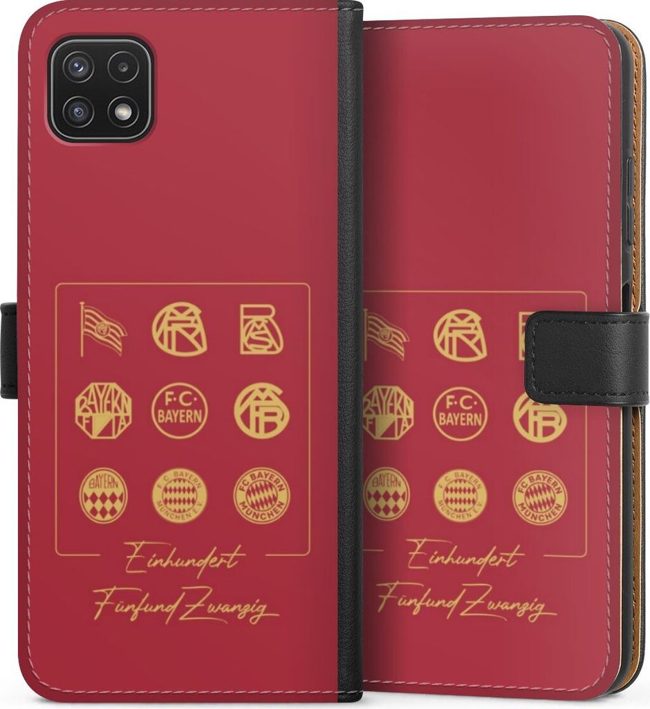 DeinDesign Klapphülle für Samsung Galaxy A22 5G Handytasche Lederhülle Tasche FC Bayern München Fanartikel FCB 125 Jahre