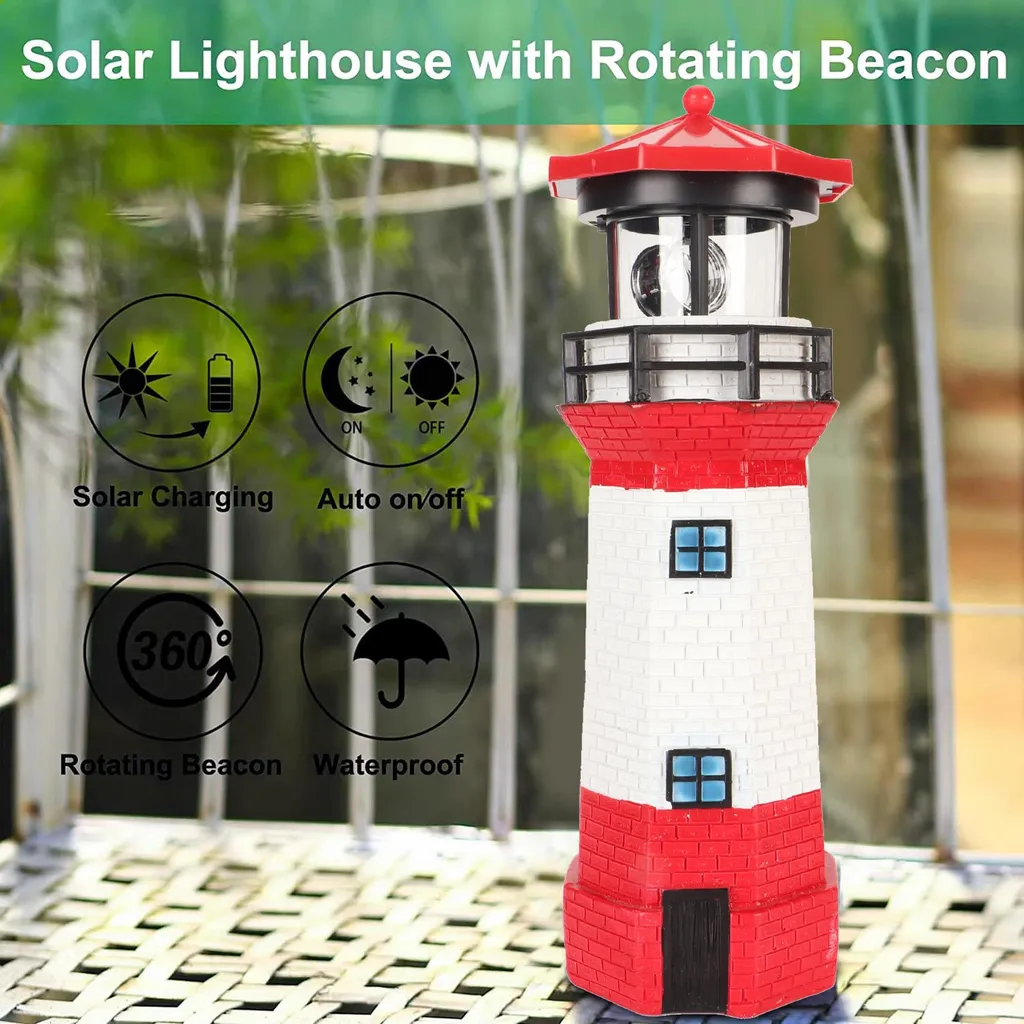 Phare Solaire pour Balcon et Jardin avec Éclairage LED Rotatif 360° - 5
