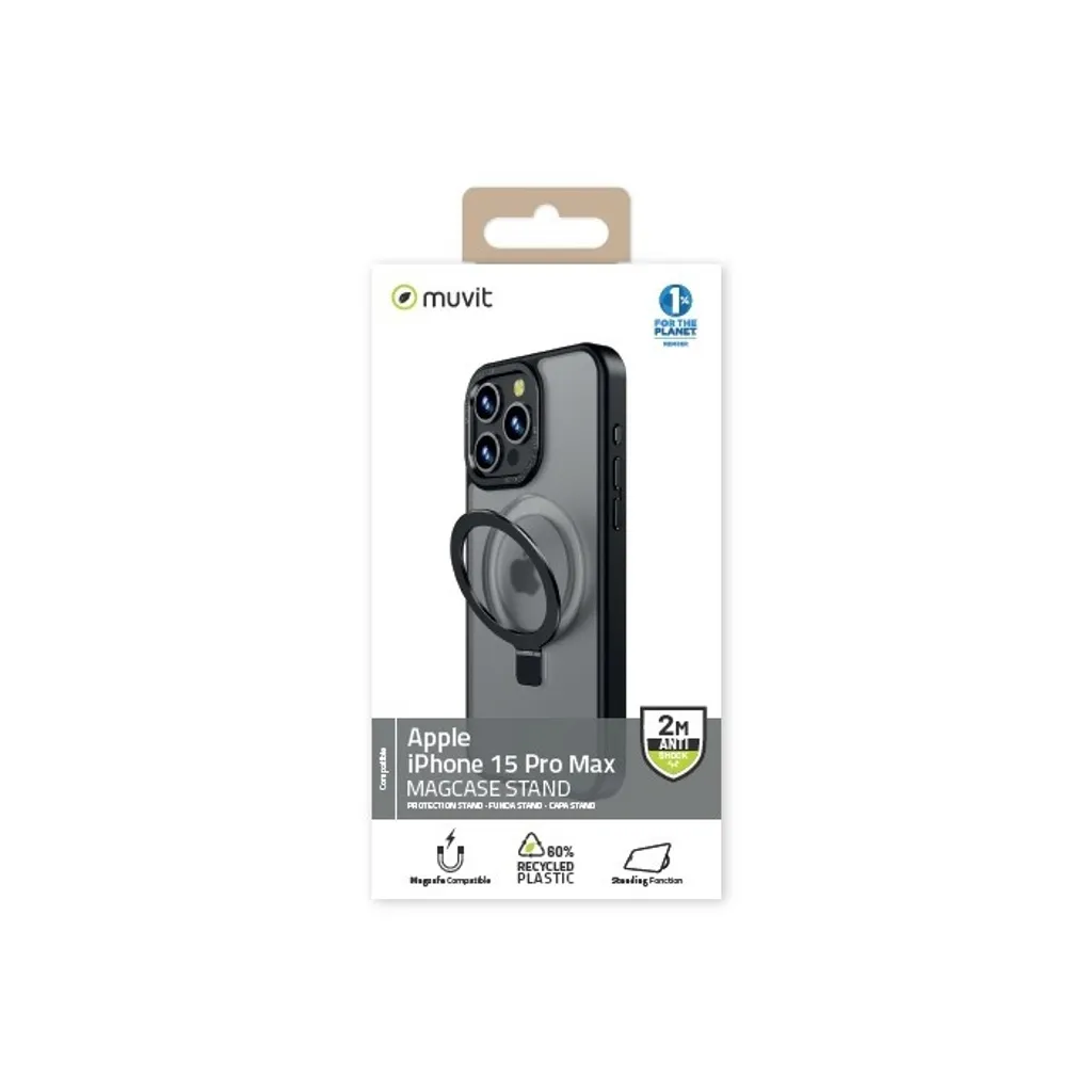 Coque iPhone 15 Pro Max idéale vidéo avec support MagSafe intégré noir