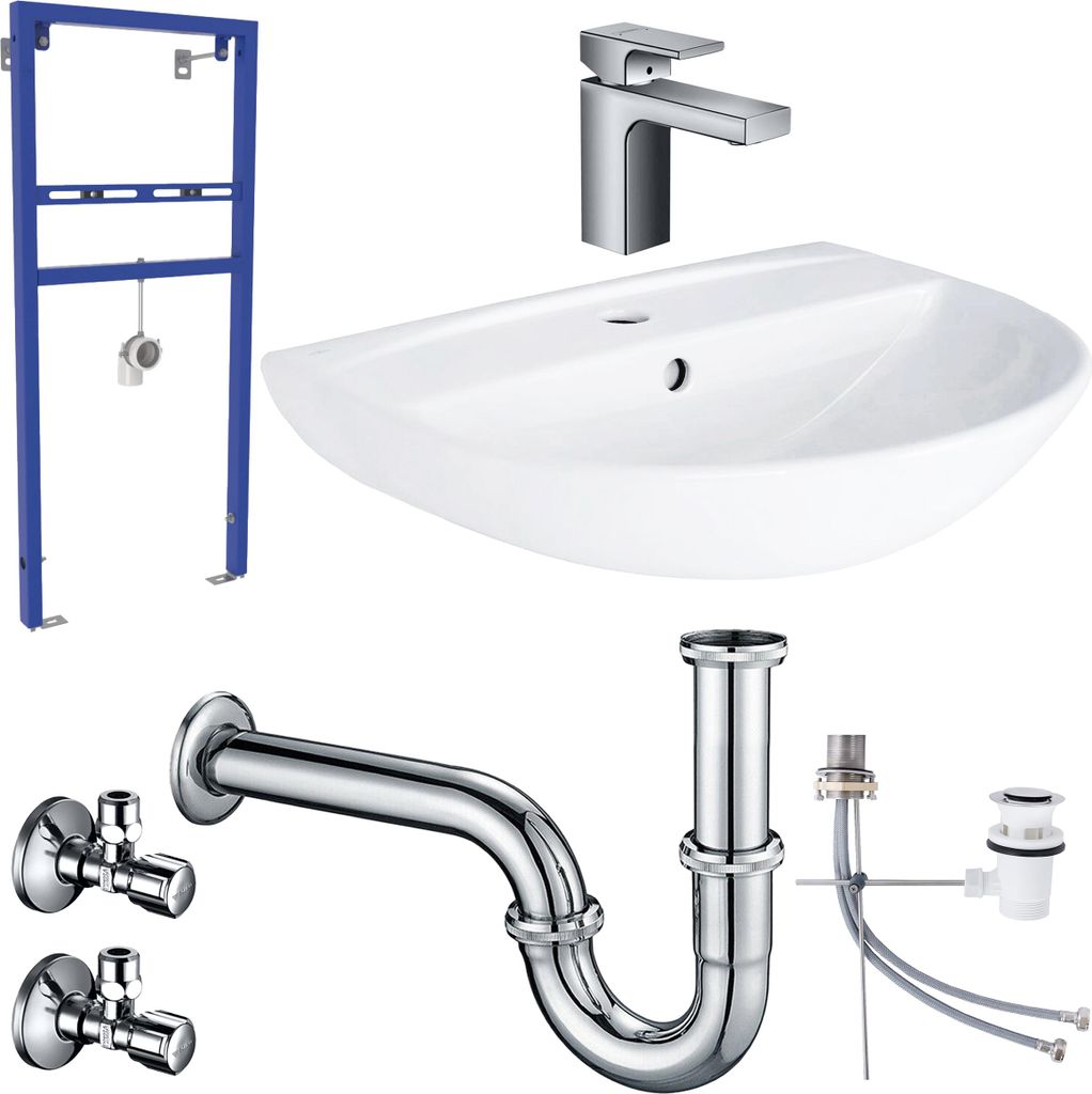 Waschbecken Komplettset Tulpe 60 cm mit Hansgrohe Armatur Produktbild 
