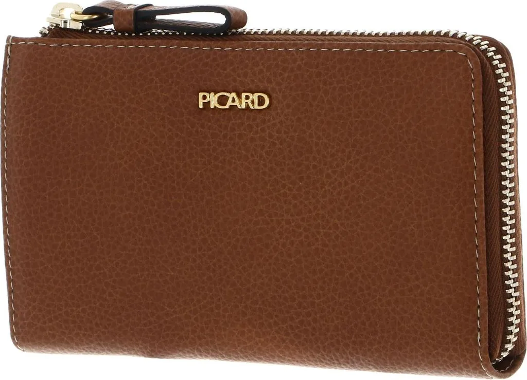 PICARD Calico Portafoglio Donna Zip Around in Vera Pelle Cognac Marrone