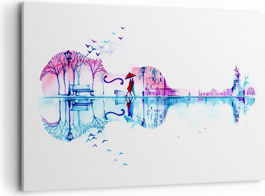 Bild auf Leinwand - Leinwandbild - Violine Walk regen Aktivitäten - 120x80cm - Wand Bild - Wanddeko - Leinwanddruck - Bilder - Kunstdruck - Wandde...