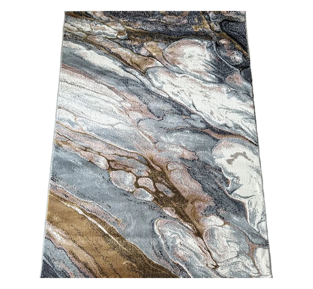 Tapis rectangulaire 200x290 COALINGA 2 - Design or gris et blanc
