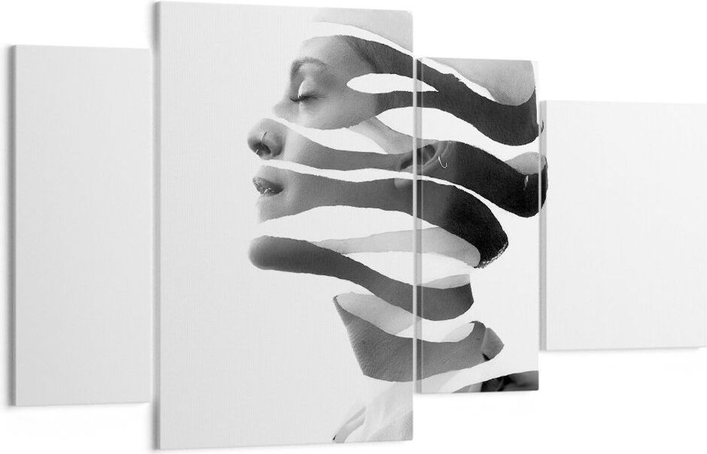 Bild auf Leinwand - Leinwandbild - 4 Teile - Frau Surrealismus Monochrom - 120x70cm - Wand Bild - Wanddeko - Wandbilder - Leinwanddruck - Bilder - ...