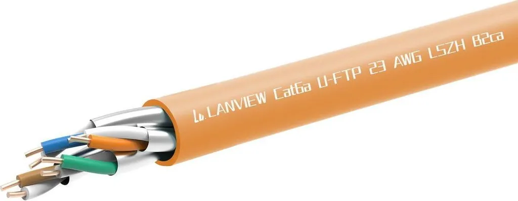 Bobine Câble Réseau 305m Cat6a Orange Lanview LVN122153 Gaine LSFH Feu