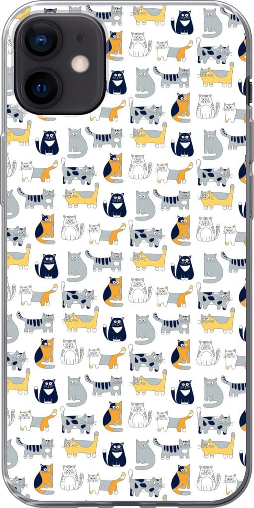 MuchoWow Handyhülle Schutzhülle Hülle für Telefoonhoesje iPhone 12 mini Muster - Katze - Kater - Jungen - Mädchen - Kinder - Kind Silikon So...