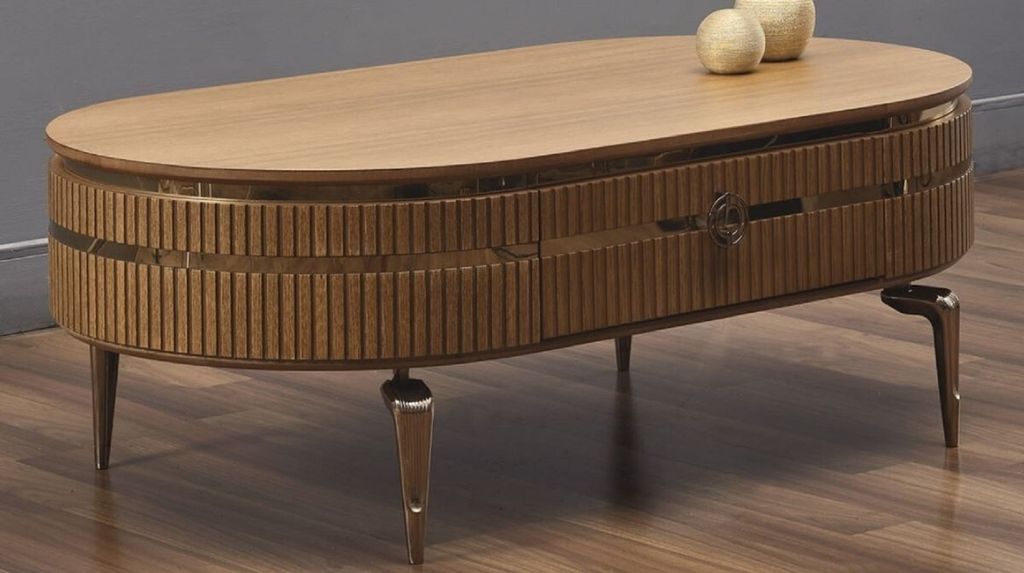 Casa Padrino Luxus Art Deco Couchtisch Hellbraun / Gold 120 Produktbild 