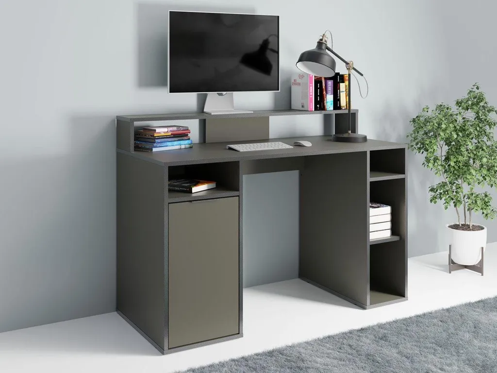 Bureau CURUMANI graphite : solution compacte pour petit espace bureau - 5