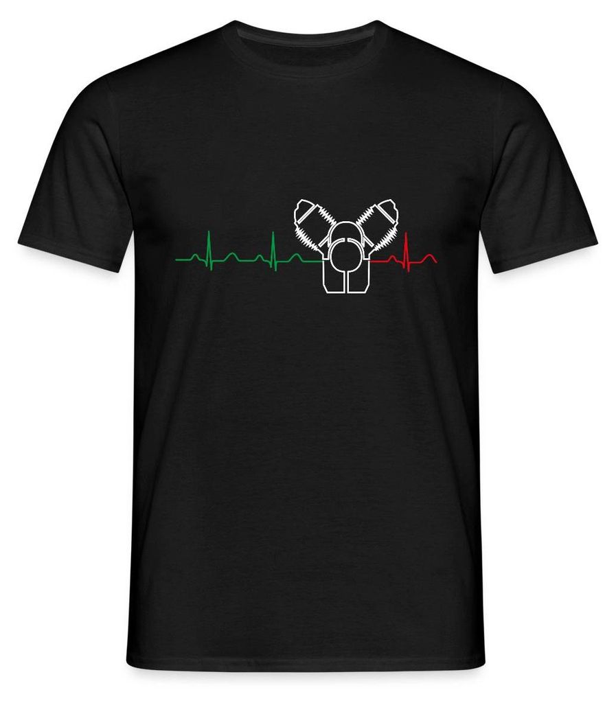 Spreadshirt Motorrad Rundmotor Heartbeat Italien Männer T-Shirt, M, Schwarz