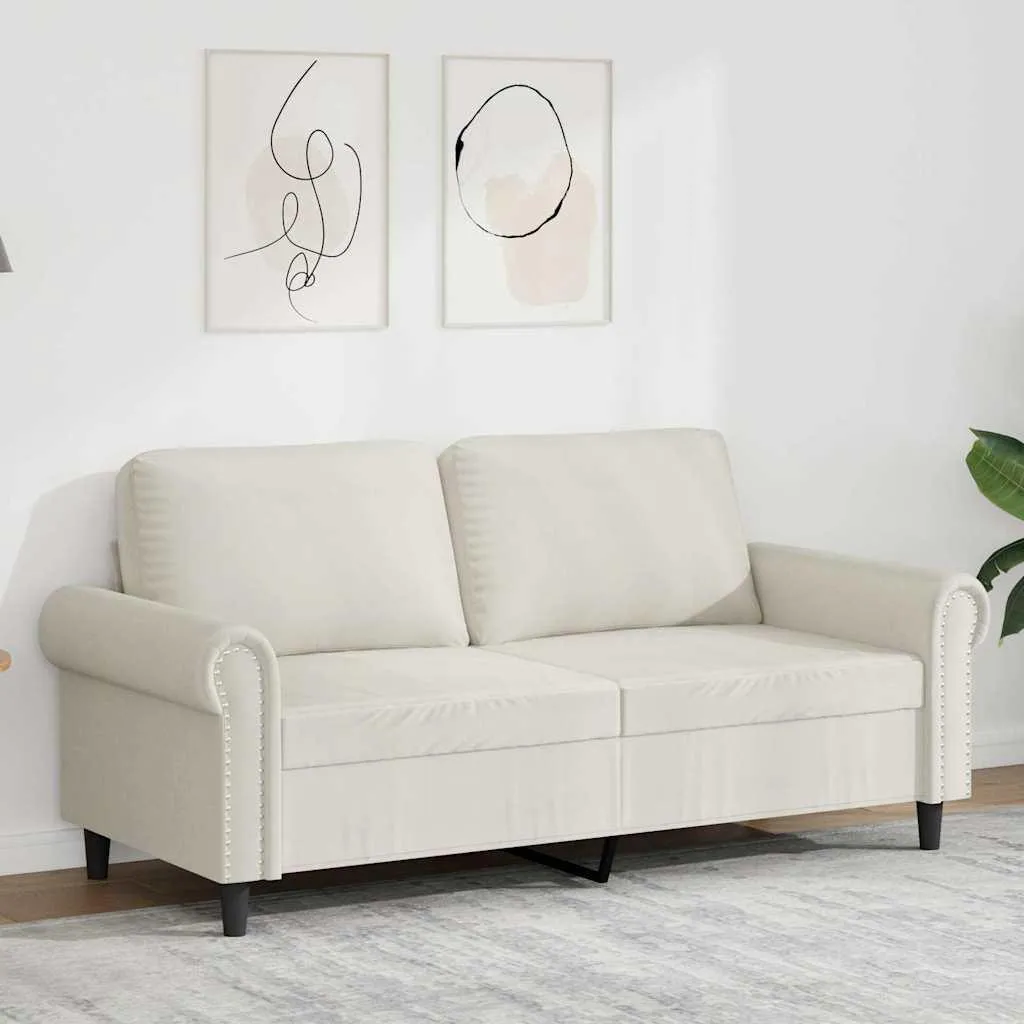 Canapé 2 places en velours crème de 140 cm vidaXL pour studio et salon - 2