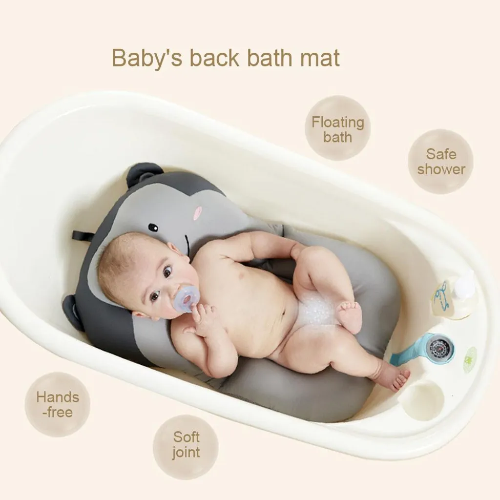 Bain de bébé sans glissade : tapis flottant gris antidérapant sécurisé - 3