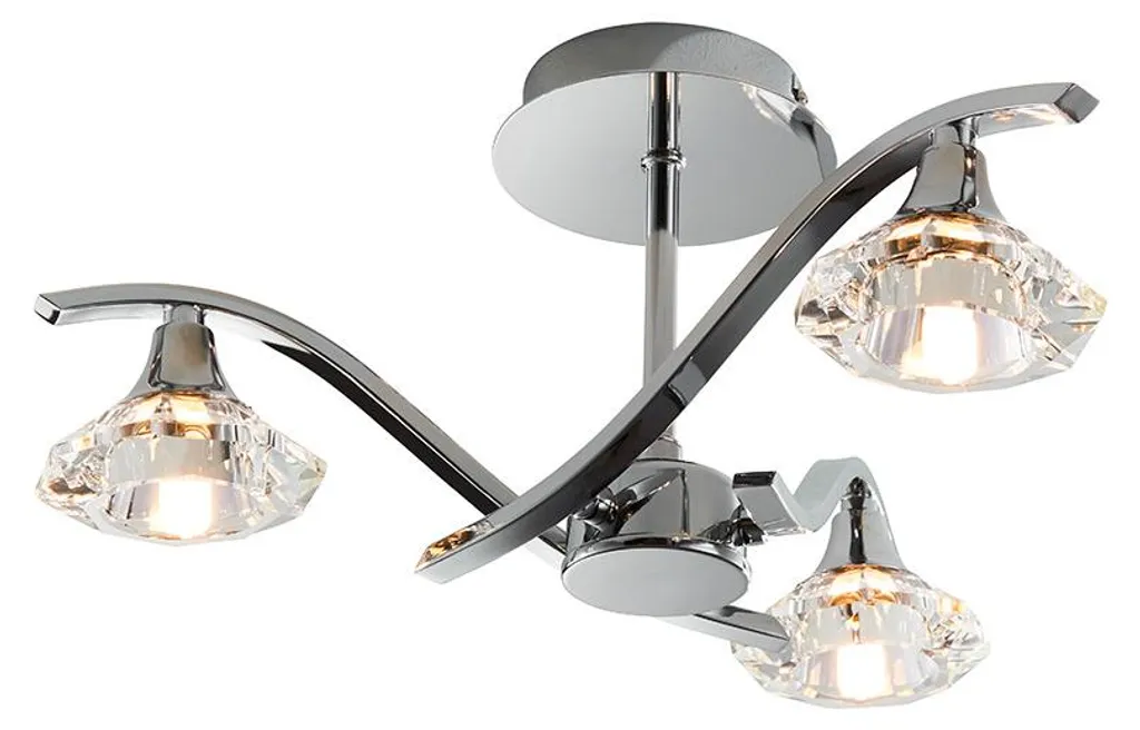 Plafonnier suspension design en métal chromé LANGELLA avec 3 feux G9