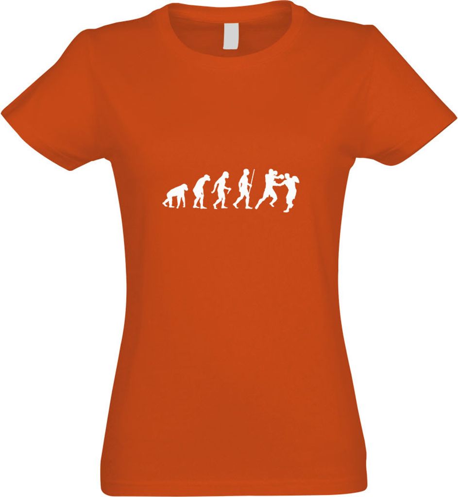 Kiwistar - T-Shirt tailliert - Damen - orange - Boxen Knockout Evolution - mit Motiv Bedruckt - Funshirt Design - Sport - Freizeit - Damen - L