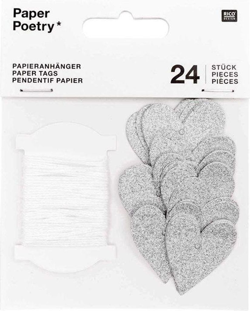 24 silberne Herzanhänger S.