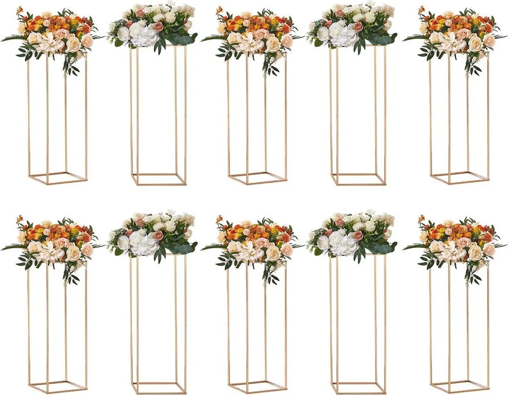 Décoration de Table Mariage : Support Fleurs Doré 80cm pour Réception x10