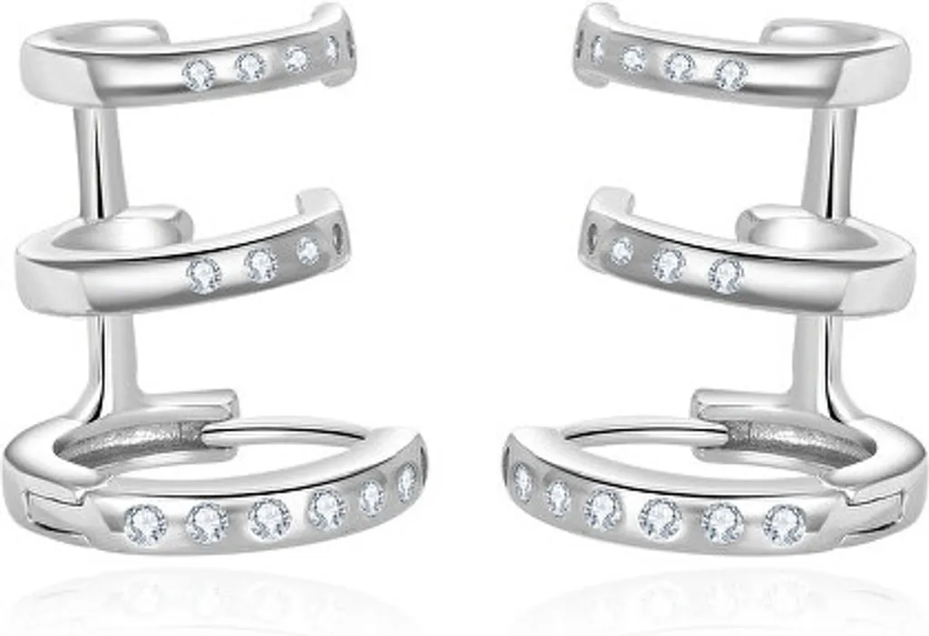 Boucles d'oreilles hypoallergéniques argentées et zircones confort