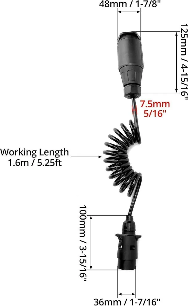 QWORK 2M cavo adattatore rimorchio da 7 a 13 pin 12V caravan trattore barca rimorchio - 7